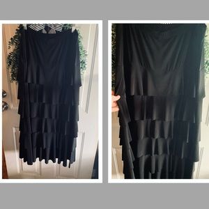 Long Black Ruffled Skirt